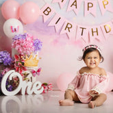 Baby Girl Lace Off-Shoulder Top with Bow Headband O209 | 1Y | Pink